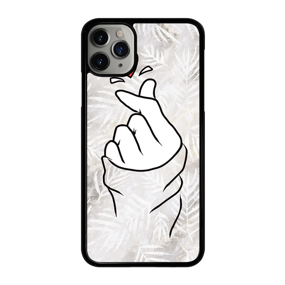 CUTE HEART FINGER WHITE MARBLE iPhone 11 Pro Max Case Cover