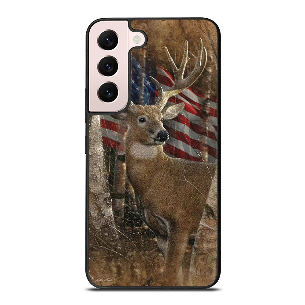 DEER HUNTING AMERICAN FLAG Samsung Galaxy S22 Plus Case Cover