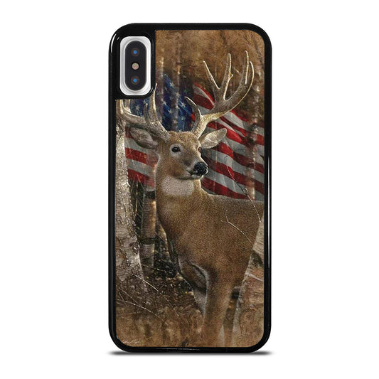 DEER HUNTING AMERICAN FLAG iPhone X / XS Case Cover