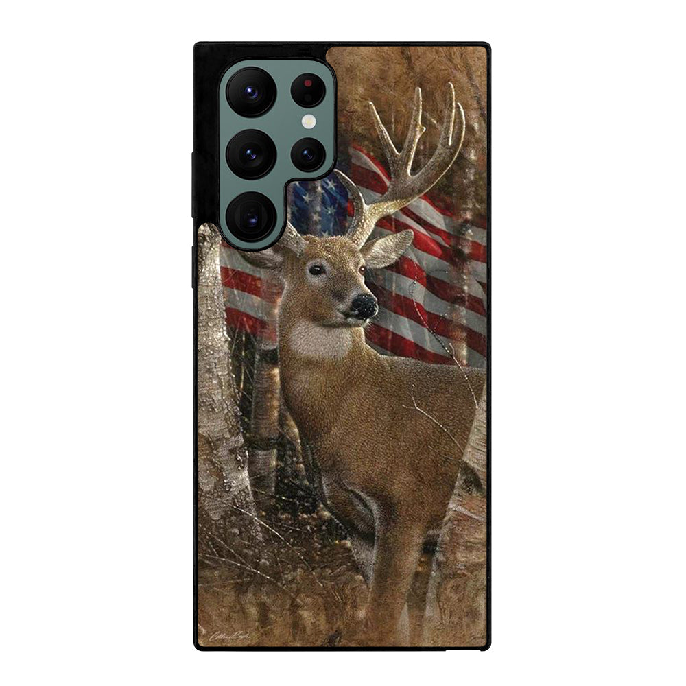 DEER HUNTING AMERICAN FLAG Samsung Galaxy S22 Ultra Case Cover