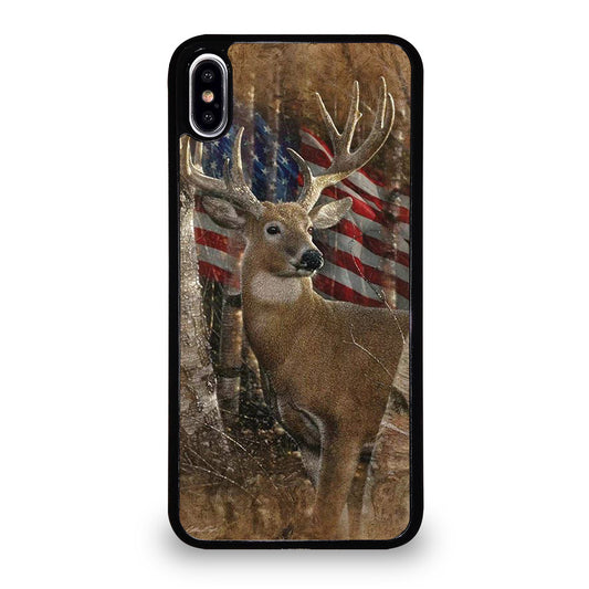 DEER HUNTING AMERICAN FLAG iPhone XS Max Case Cover