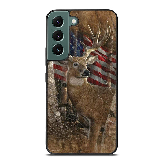 DEER HUNTING AMERICAN FLAG Samsung Galaxy S22 Case Cover