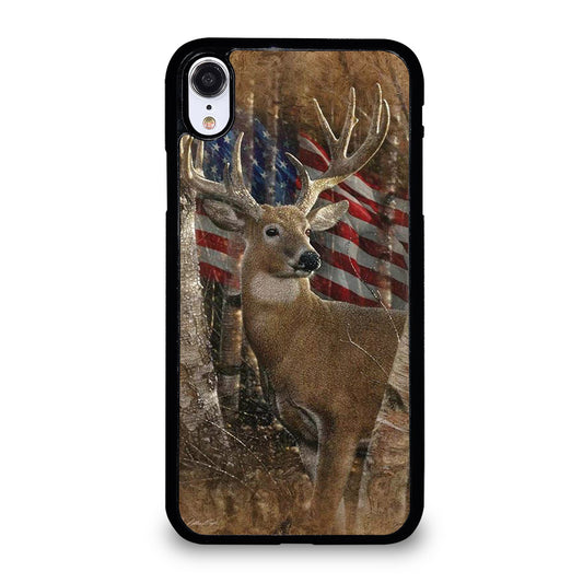 DEER HUNTING AMERICAN FLAG iPhone XR Case Cover