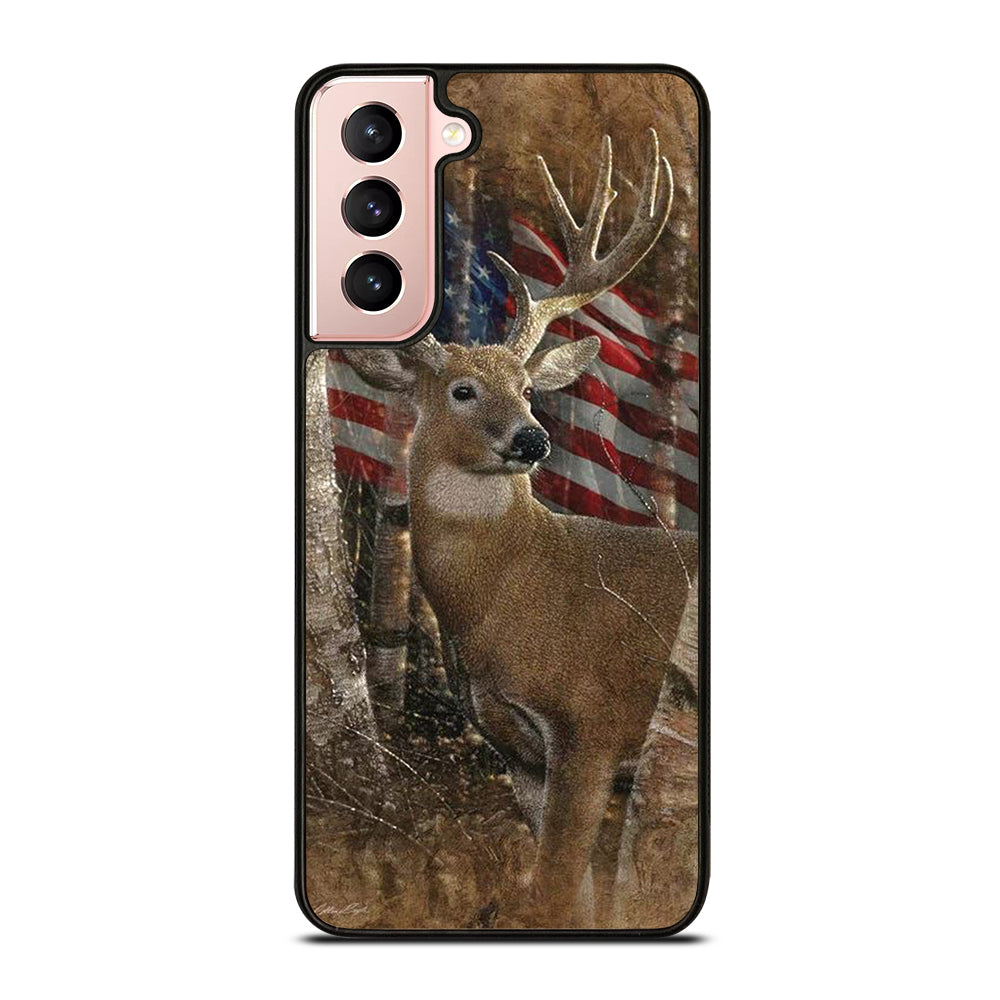 DEER HUNTING AMERICAN FLAG Samsung Galaxy S21 Case Cover