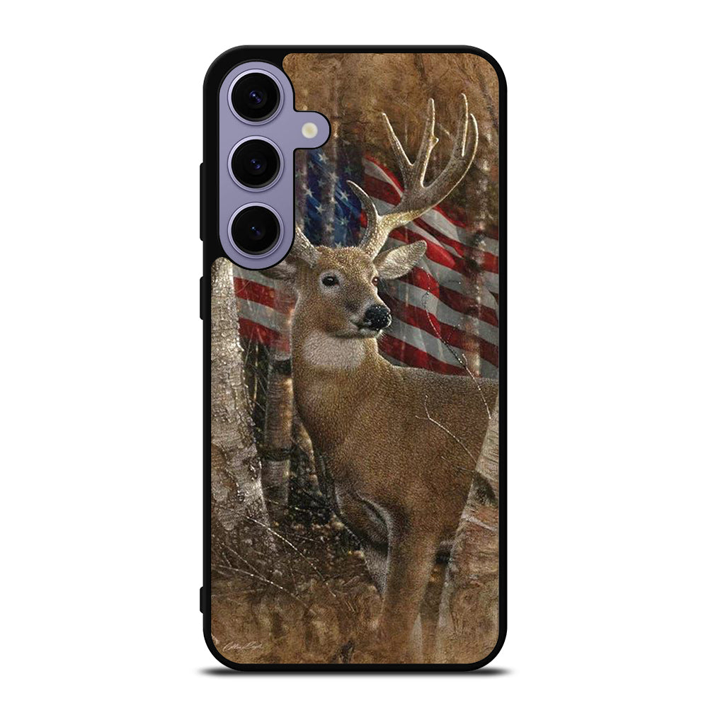 DEER HUNTING AMERICAN FLAG Samsung Galaxy S24 Plus Case Cover