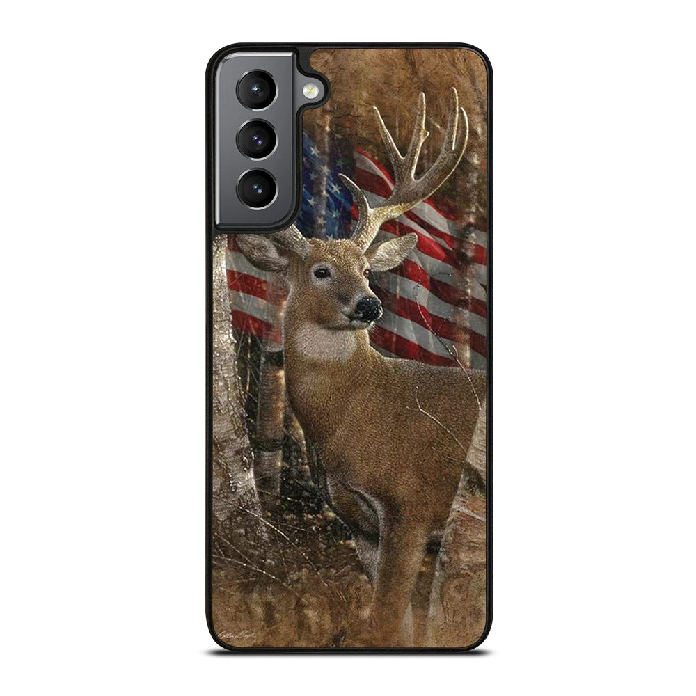 DEER HUNTING AMERICAN FLAG Samsung Galaxy S21 Plus Case Cover