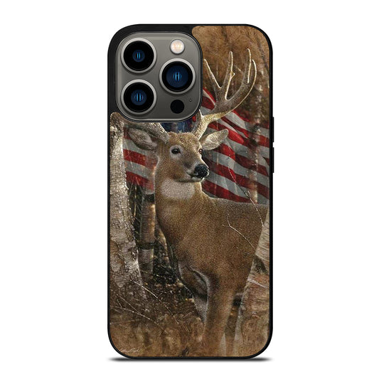 DEER HUNTING AMERICAN FLAG iPhone 13 Pro Case Cover