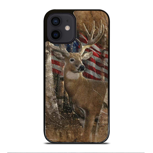 DEER HUNTING AMERICAN FLAG iPhone 12 Mini Case Cover