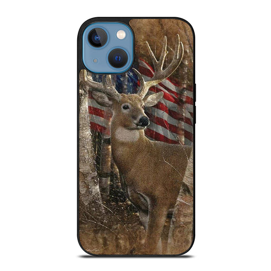 DEER HUNTING AMERICAN FLAG iPhone 13 Case Cover