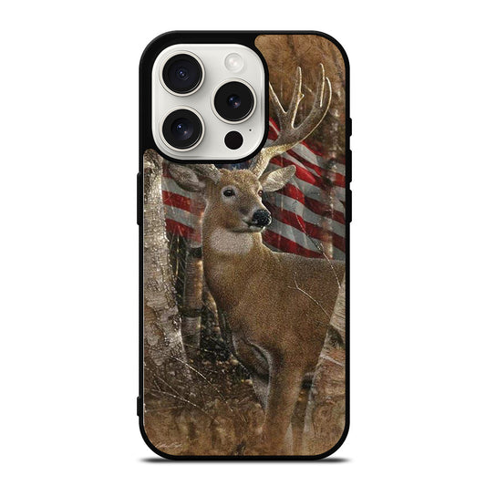 DEER HUNTING AMERICAN FLAG iPhone 15 Pro Case Cover