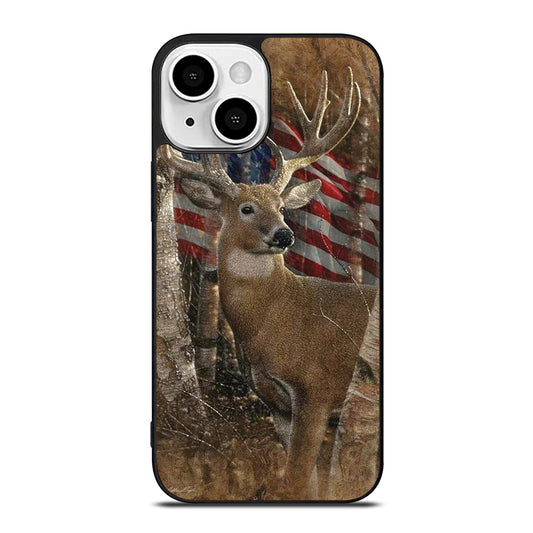 DEER HUNTING AMERICAN FLAG iPhone 13 Mini Case Cover