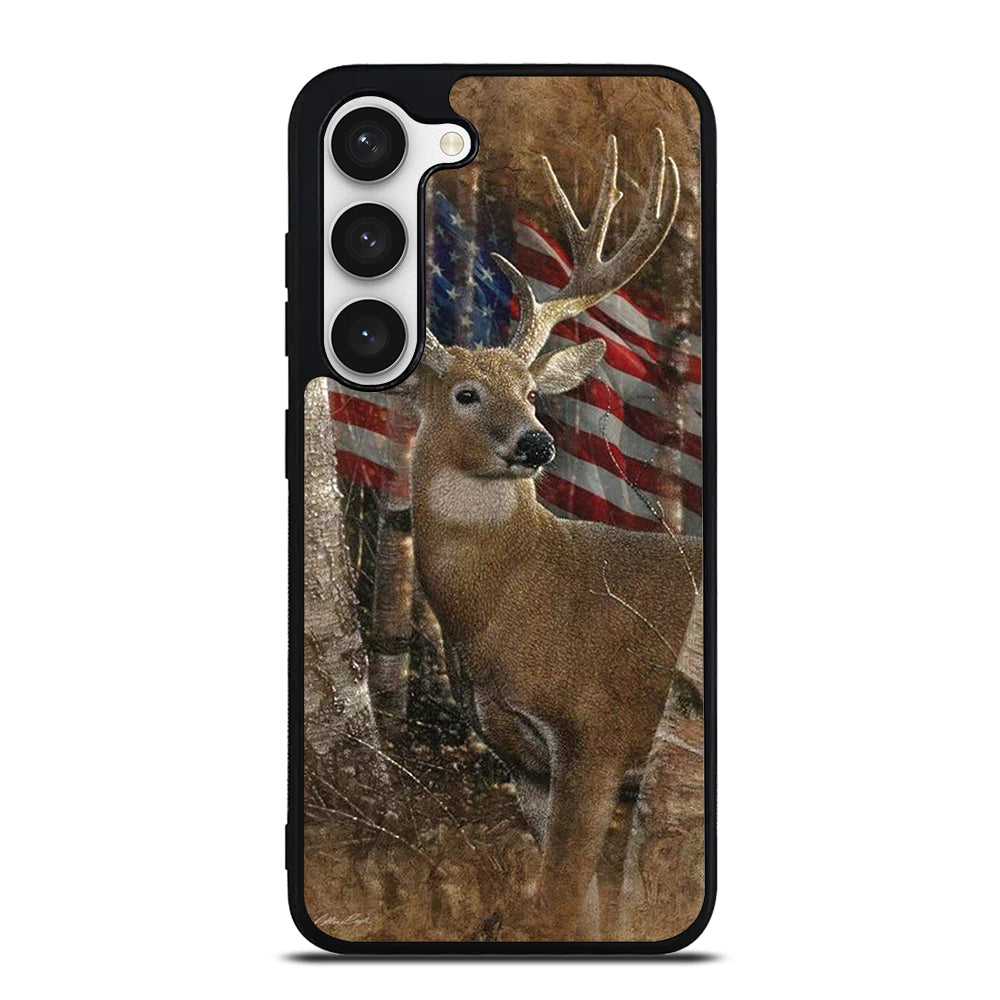 DEER HUNTING AMERICAN FLAG Samsung Galaxy S23 Case Cover