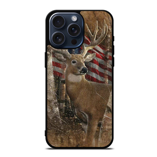 DEER HUNTING AMERICAN FLAG iPhone 15 Pro Max Case Cover