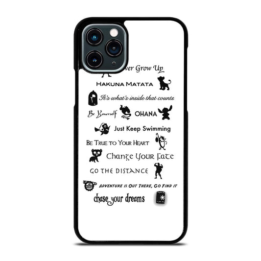 DISNEY LESSONS BLACK QUOTE iPhone 11 Pro Case Cover