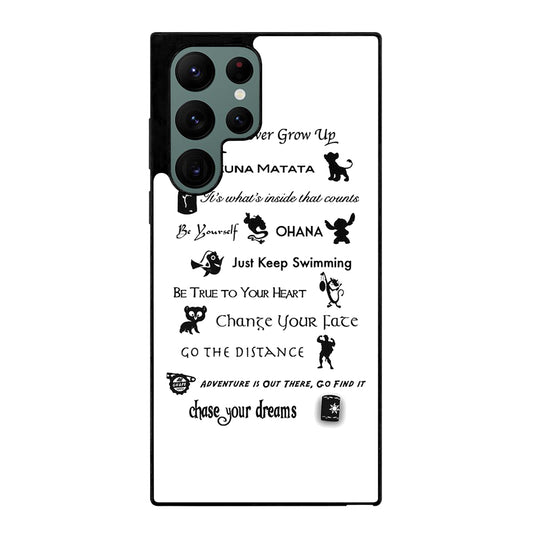 DISNEY LESSONS BLACK QUOTE Samsung Galaxy S22 Ultra Case Cover