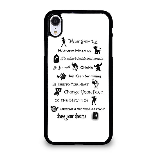 DISNEY LESSONS BLACK QUOTE iPhone XR Case Cover