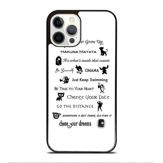 DISNEY LESSONS BLACK QUOTE iPhone 12 Pro Case Cover
