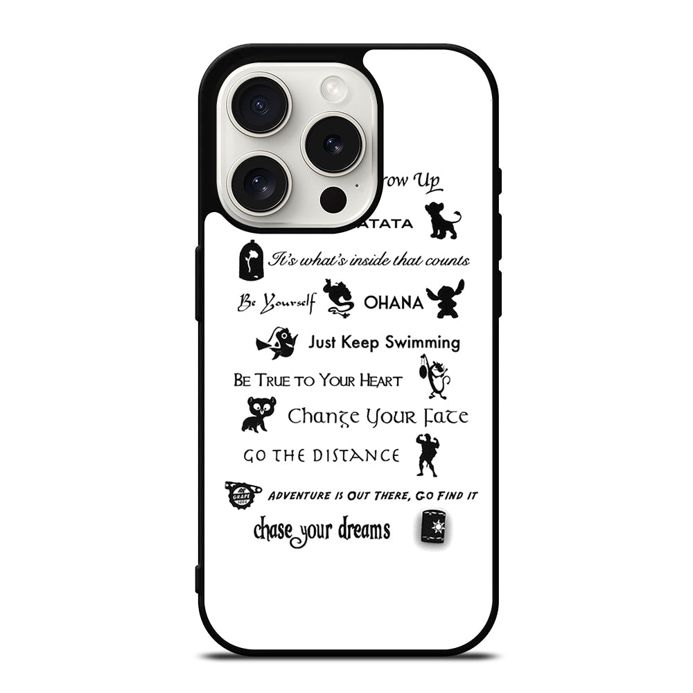 DISNEY LESSONS BLACK QUOTE iPhone 15 Pro Case Cover
