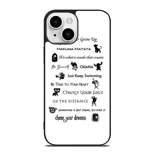 DISNEY LESSONS BLACK QUOTE iPhone 13 Mini Case Cover
