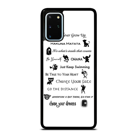 DISNEY LESSONS BLACK QUOTE Samsung Galaxy S20 Plus Case Cover