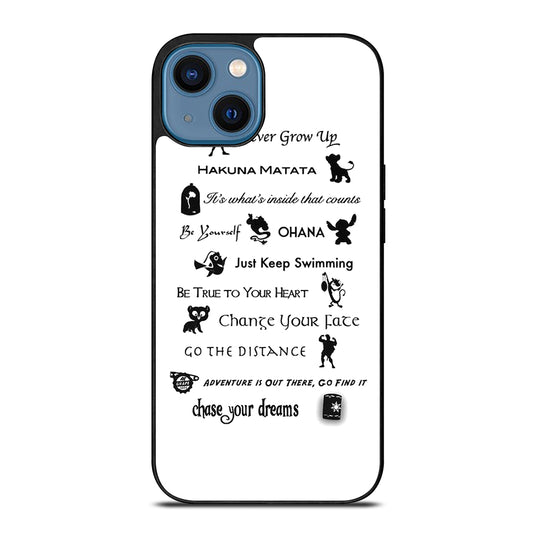 DISNEY LESSONS BLACK QUOTE iPhone 14 Case Cover