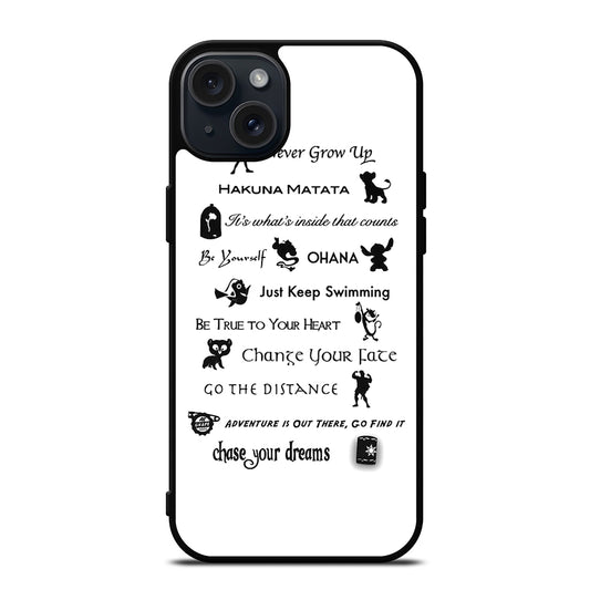 DISNEY LESSONS BLACK QUOTE iPhone 15 Plus Case Cover