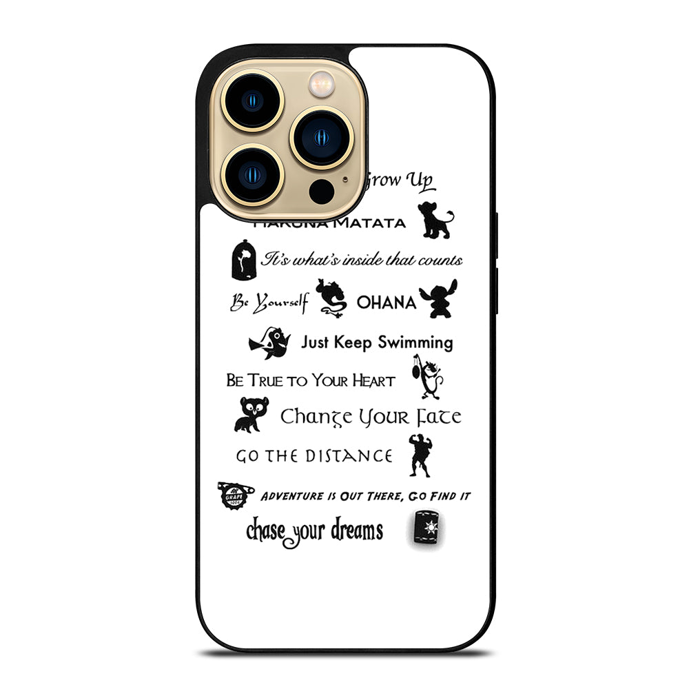 DISNEY LESSONS BLACK QUOTE iPhone 14 Pro Max Case Cover