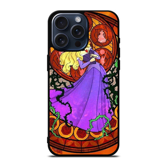 DISNEY SLEEPING BEAUTY STAINED GLASS iPhone 15 Pro Max Case Cover