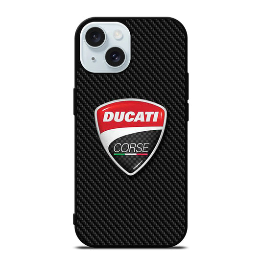 DUCATI CORSE CARBON LOGO iPhone 15 Case Cover