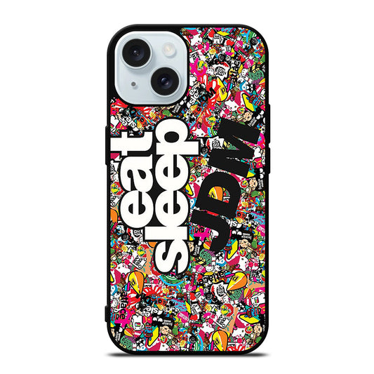 EAT SLEEP JDM STICKER BOMB iPhone 15 Case Cover