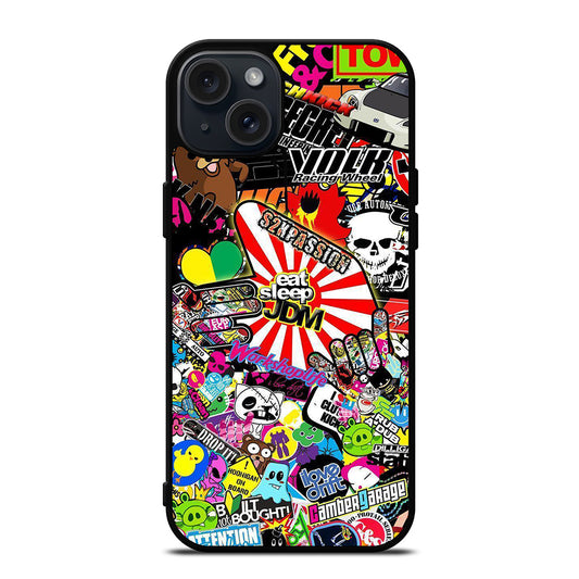 EAT SLEEP JDM STICKER BOMB 2 iPhone 15 Plus Case Cover