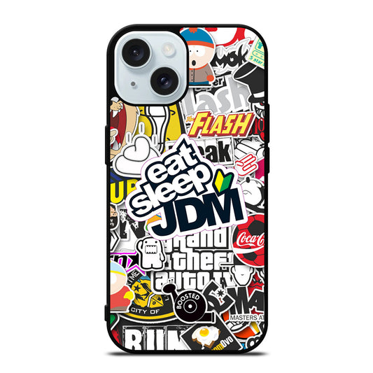 EAT SLEEP JDM STICKER iPhone 15 Case Cover