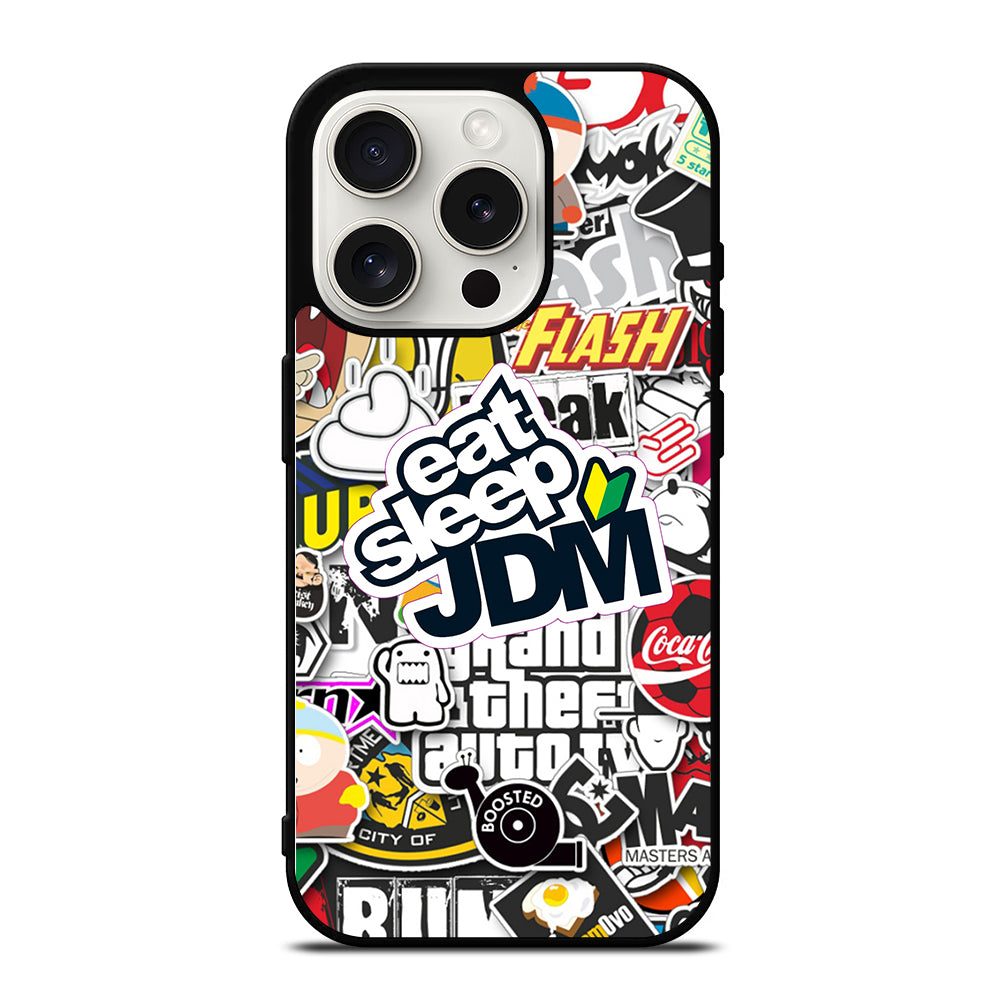 EAT SLEEP JDM STICKER iPhone 15 Pro Case Cover