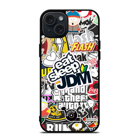 EAT SLEEP JDM STICKER iPhone 15 Plus Case Cover