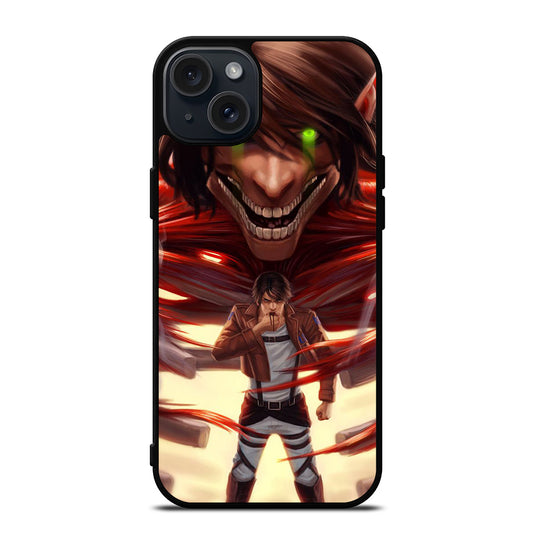 EREN YEAGER ATTACK ON TITAN ART iPhone 15 Plus Case Cover