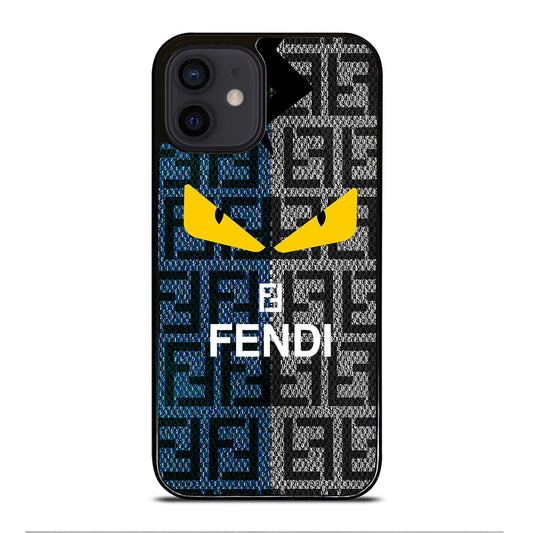 FENDI ROMA BLUE GRAY PATTERN iPhone 12 Mini Case Cover