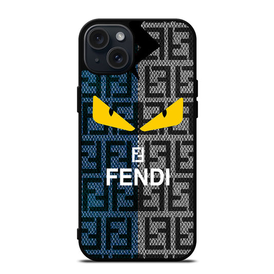 FENDI ROMA BLUE GRAY PATTERN iPhone 15 Plus Case Cover