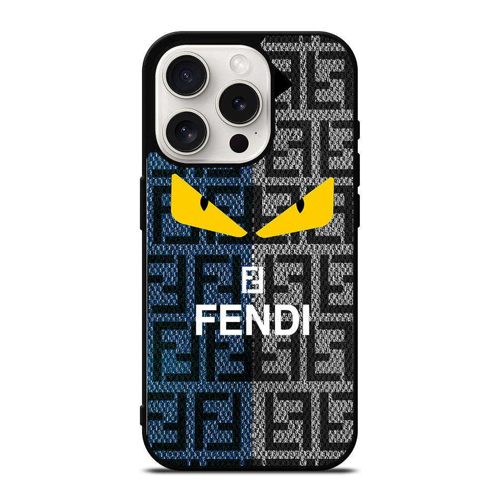 FENDI ROMA BLUE GRAY PATTERN iPhone 15 Pro Case Cover