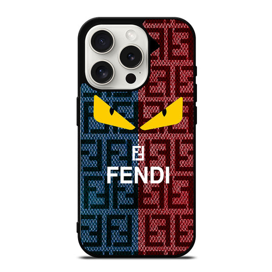 FENDI ROMA BLUE RED PATTERN iPhone 15 Pro Case Cover