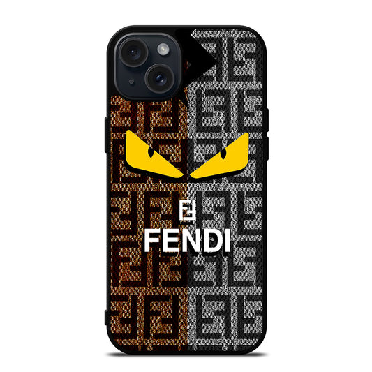 FENDI ROMA BROWN GREY PATTERN iPhone 15 Plus Case Cover