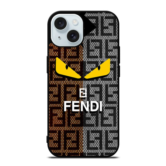 FENDI ROMA BROWN GREY PATTERN iPhone 15 Case Cover