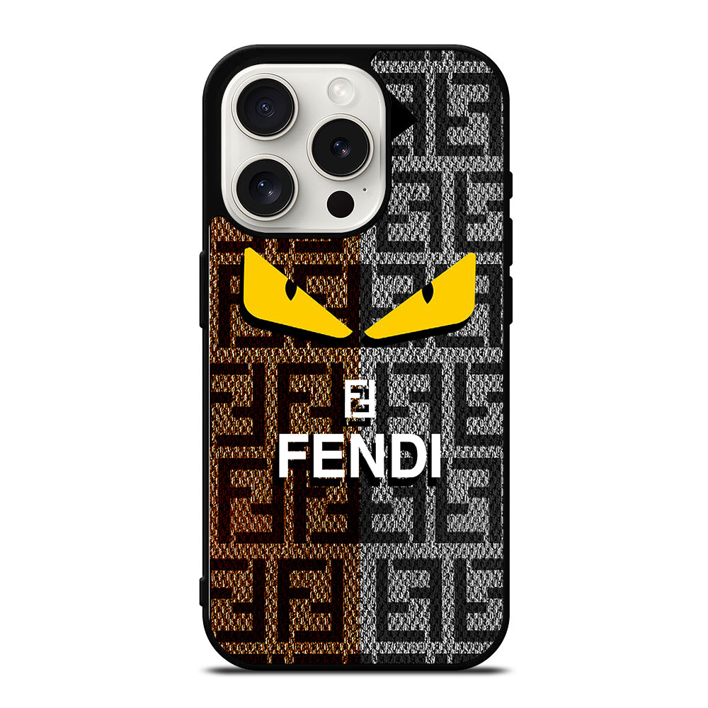 FENDI ROMA BROWN GREY PATTERN iPhone 15 Pro Case Cover