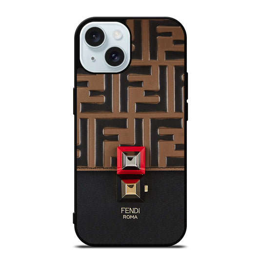 FENDI ROMA BROWN PATTERN iPhone 15 Case Cover
