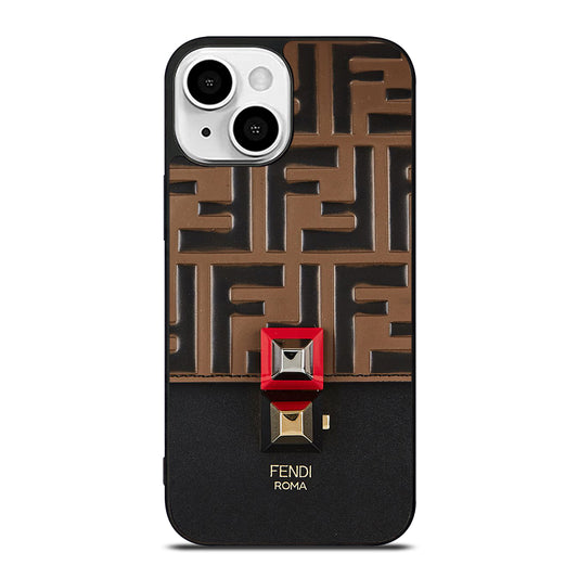 FENDI ROMA BROWN PATTERN iPhone 13 Mini Case Cover
