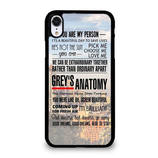 GREY'S ANATOMY QUOTE iPhone XR Case Cover