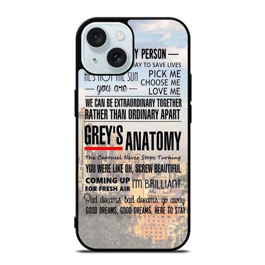 GREY'S ANATOMY QUOTE iPhone 15 Case Cover