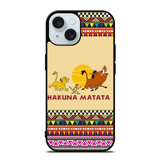 HAKUNA MATATA LION KING AZTEC PATTERN 2 iPhone 15 Case Cover