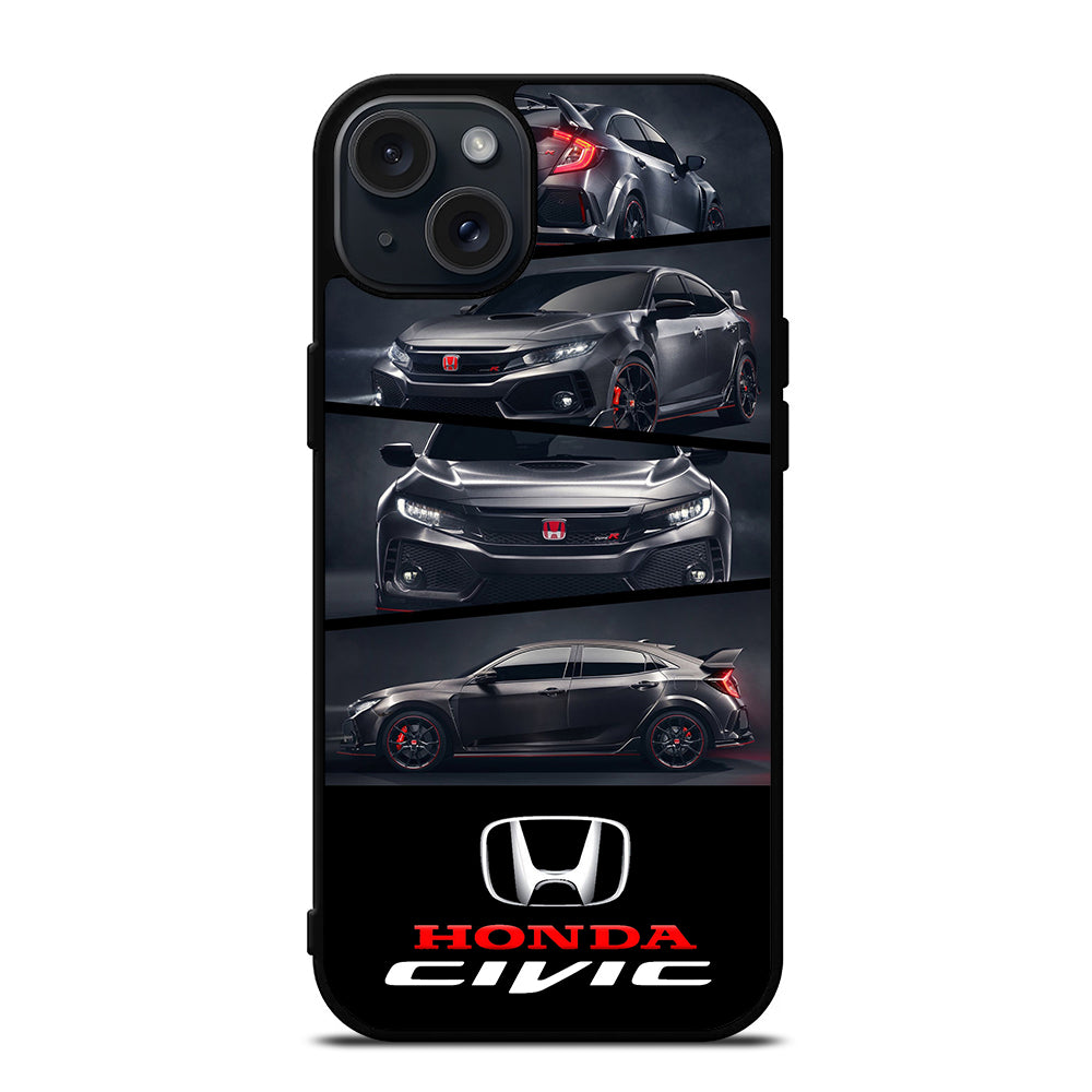 HONDA CIVIC BLACK CAR iPhone 15 Plus Case Cover