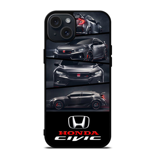 HONDA CIVIC BLACK CAR iPhone 15 Plus Case Cover