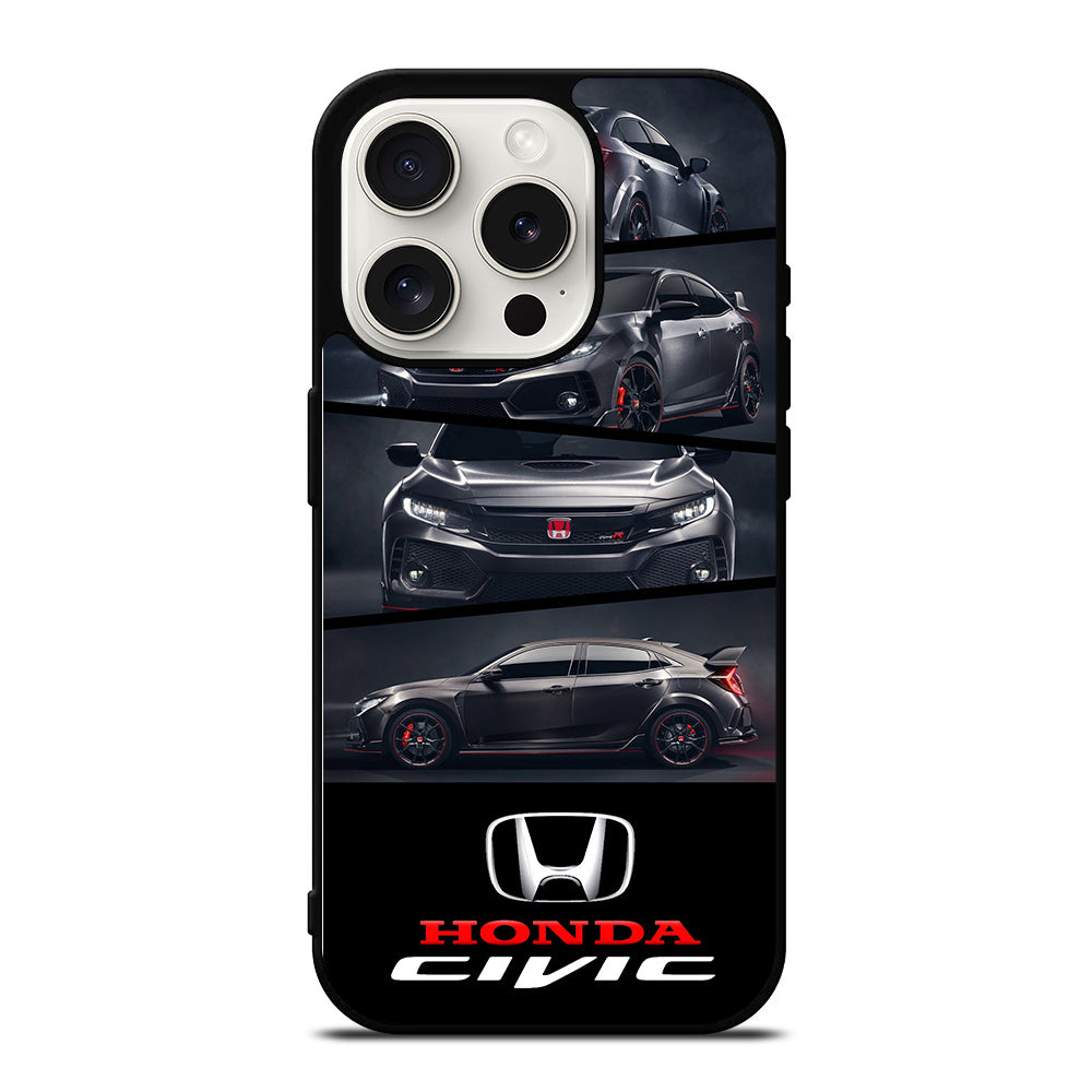 HONDA CIVIC BLACK CAR iPhone 15 Pro Case Cover